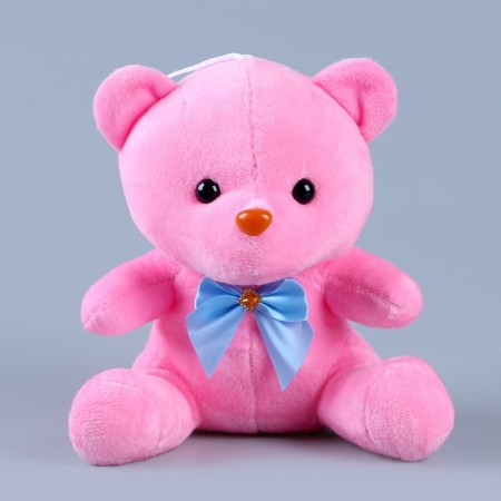 Soft toy "Bear" with a bow, 20 cm, pink color-3