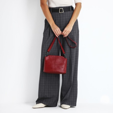 Cross-Bodi bag with zipper, burgundy color-6