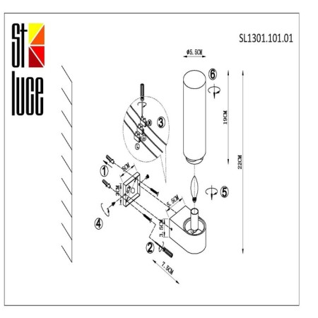 Wall lamp ST LUCE. SL1301.101.01. 1x40 W, E14, 5.5x22.5 cm, chromium color-9