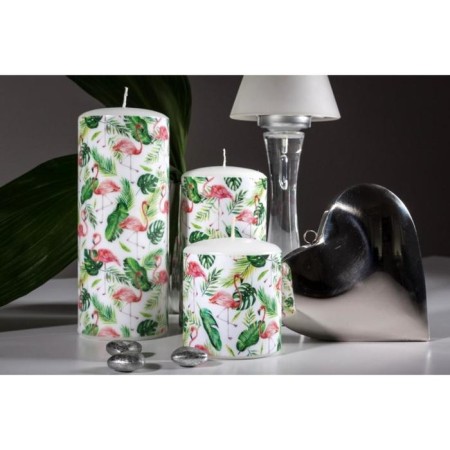 Candle - Flamingo cylinder, 8x20 cm, white-2
