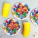 A disposal of paper dishes is a single birthday ", balls