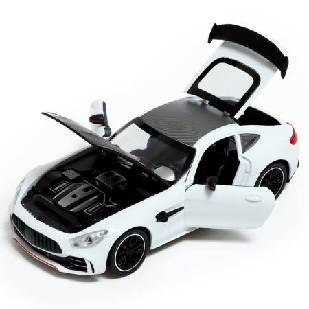 Metal machine, 1:24, inertial, doors, hood, trunk, white color are opened-3
