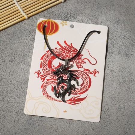Unisex "Dragon" carved, black color on a black lace, 44 cm