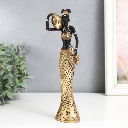 Polystone souvenir "African with a jug in gold outfit" MIX 6.5x5x24.5 cm-1