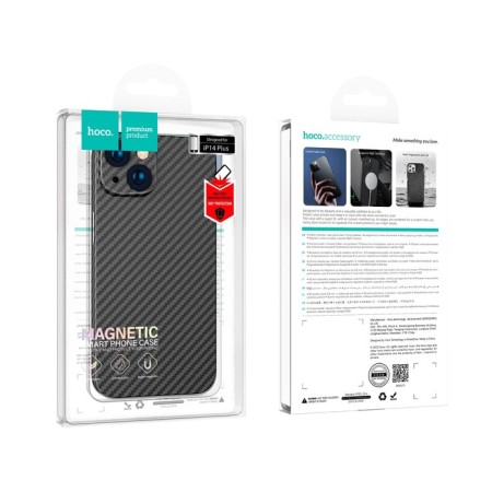 Hoco Case for the IPhone 14 Plus phone, Kevland texture, Magsafe support, black-5