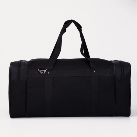 Road bag, 3 parts on zippers, external pocket, long belt, black color-1