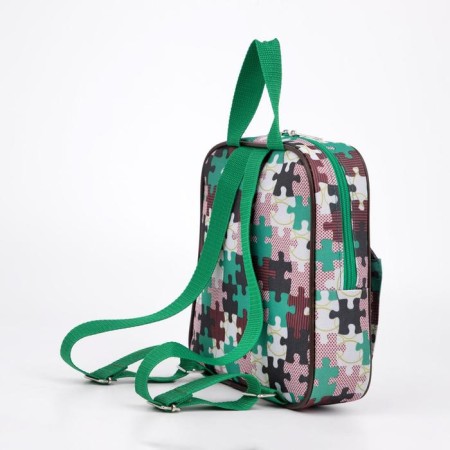 Baby backpack on lightning, external pocket, green color-3