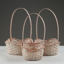 Camping of baskets, 19x7.5x9.5/31 cm, 22x9x11/34 cm, 24x9x11.5/35 cm, 3 pcs, peach, bamboo