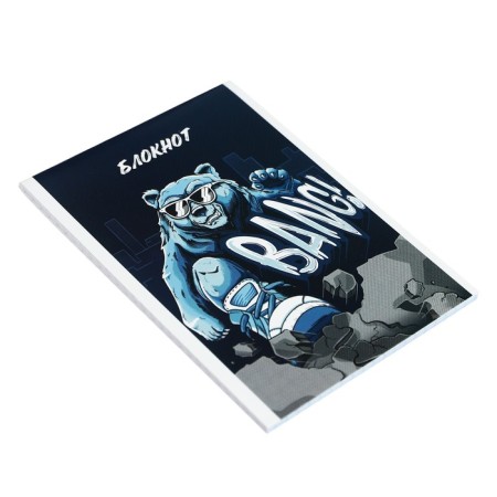 Notepad A6 40 sheets in the Cool Grizzly cage, covered cardboard, block 65g/m²-1