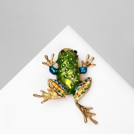 Brooch "Frog" with a pattern, colored in gold-2