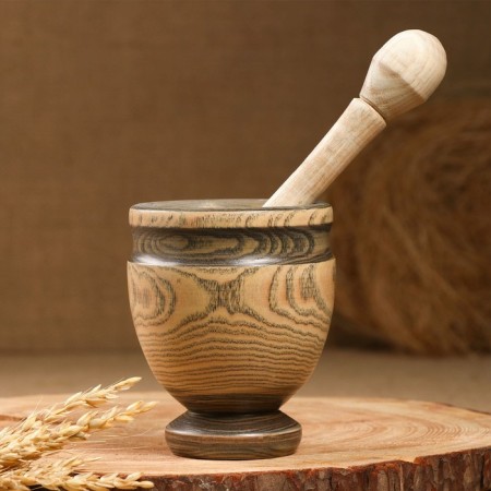 Set: a mortar with a pestle, ash, 13 cm, mix-12
