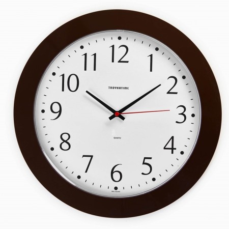 Wall clock, series: classic, smooth move, d-30.5 cm, brown