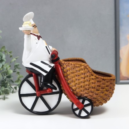 Souvenir Polystone stand for a bottle "Cook on a three -wheeled bicycle" 24.5x13.5x24 cm-1