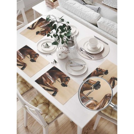 A set of napkins for setting the table "Bold horse", rectangular, size 32x46 cm, 4 pcs-1