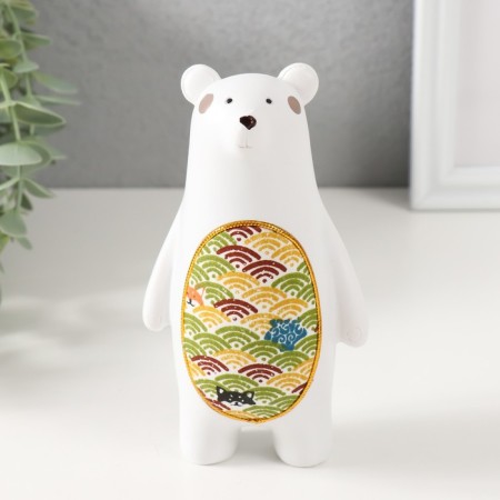 Souvenir Polystone "White Bear with Tekstil on the stomach" 8x5.5x14.3 cm