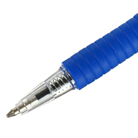Ballic handle, automatic, 0.7 mm, transparent body, blue rod, with a rubber holder, oil base-1