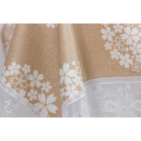 MEIWA tablecloth, round, 152 cm, beige color-3