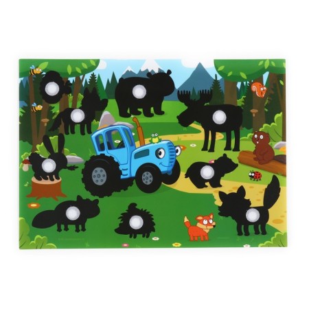 Developing toy "Fun Velcro", animals, blue tractor-3