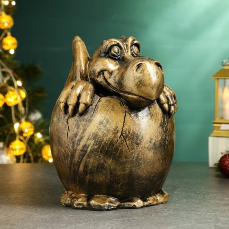 Piggy bank "Dragon in the egg" Black gold, 23x19x20cm-1