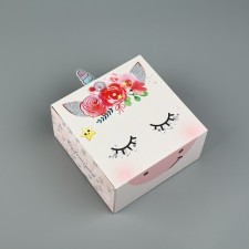 Gift folding box, packaging, “unicorn”, 15 x 15 x 8 cm