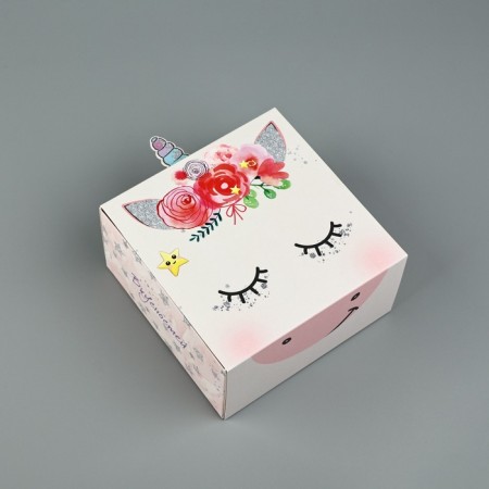 Gift folding box, packaging, “unicorn”, 15 x 15 x 8 cm