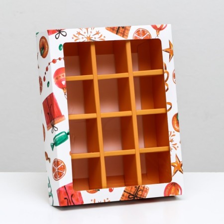New Year. Box under 12 sweets "Mandarins", 19 x 15 x 3.6 cm, confectionery packaging-4