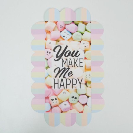 Cookie box, confectionery packaging with PVC lid, you make me me happy, 21 x 10.5 x 3 cm-3