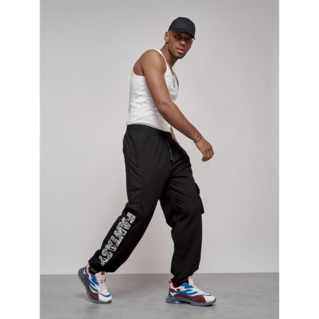 Sports male trousers, size 54, black color-1