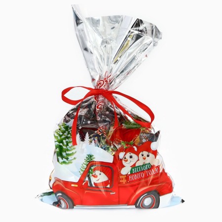 Gift Package "Fun New Year" 25 x 40 cm, colored metallized pattern-2