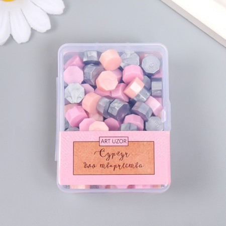 Surgut in granules in the box "octagonal" pink and silver 35 grams 2.4x5.5x7 cm-2