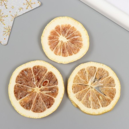 Decor for creativity "dried lemons" yellow color, 5 cm (set 3 pcs)-1