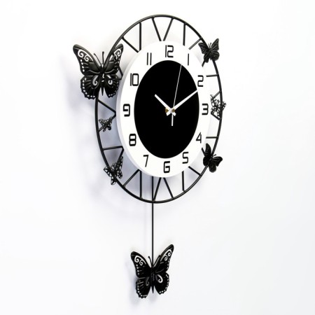 Wall clock, series: pendulum, "butterflies", smooth move, 35 x 51 cm-3