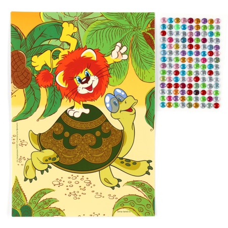 Application with rhinestones "Lion City and Turtle" 14.8*21 cm-1