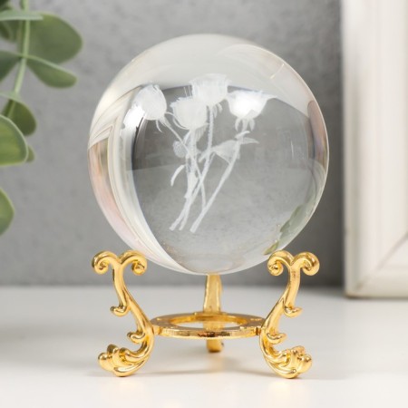 Souvenir glass "Rose" d = 6 cm openwork stand 8.5x6x6 cm