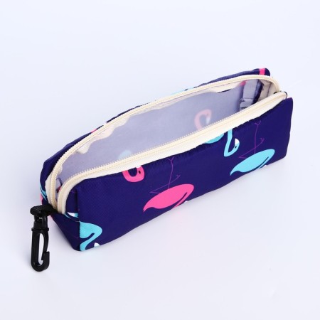 School backpack of textiles on a zipper, 3 pockets, pencil case, color violet-9