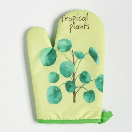 Kitchen set 2 objects of the “tropical” color color green: a severity 17x17 cm, mittens 25x16 cm, 100% p/e-1