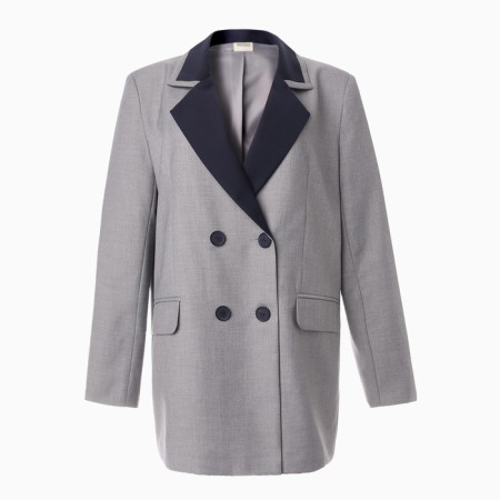 Women's jacket with contrasting collar Minaku: Casual Collection Color Gray, Rr. 48-10