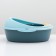A rounded toilet round 48.2 x 40.5 x 25.5 cm, blue/blue