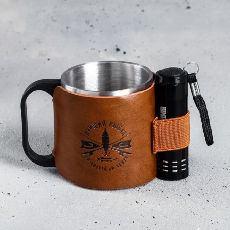 Tourist mug with a flashlight "Best Fisherman", 170 ml