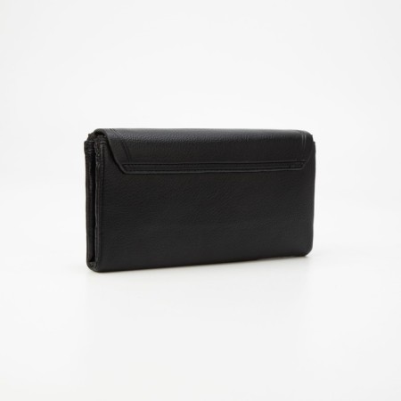 Women's wallet on the button, black color-1