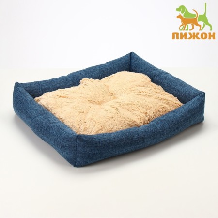 An animals bed, 60*50*15 cm, martial, synthetic winterizer, temptation. fur, blue