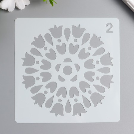Stencil plastic "Flower from tulips" 13x13 cm