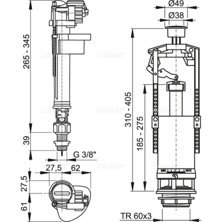The ALCAPAPLAST SA2000S 3/8 "Chrom, with a stop button, the lower layer.-1