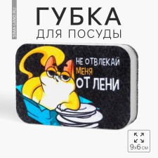 Foam sponge “Do not distract me from laziness” 9x6 cm