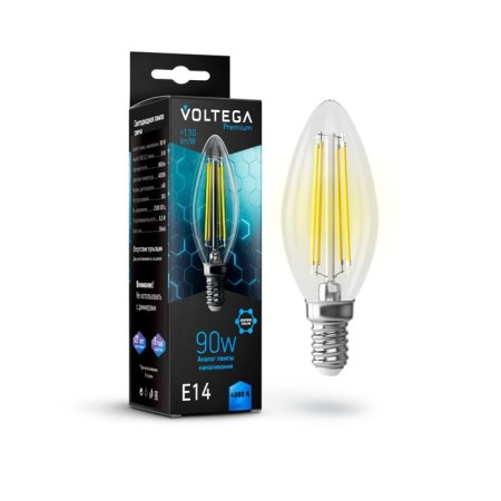 VOLTEGA 7135, 9W, 3.5x3.5x10 cm lamp, E14, 860lm, 4000k, transparent color