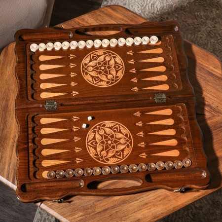 Handmade backgammon "eagle", deep cutting, with a pen, 60x30 cm, with a chess field, Armenia-2