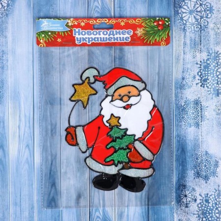 Santa Claus with a Christmas tree and asterisk "14.5x18 cm-2