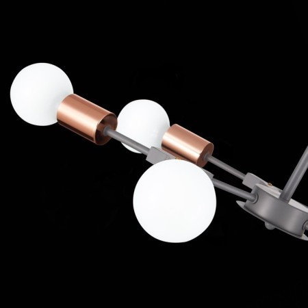 Ceiling EVOLUCE lamp. Sle106403-06. Palare. 6x60 watts, E27, 60x60x35.5 cm, gray color, pink gold-9