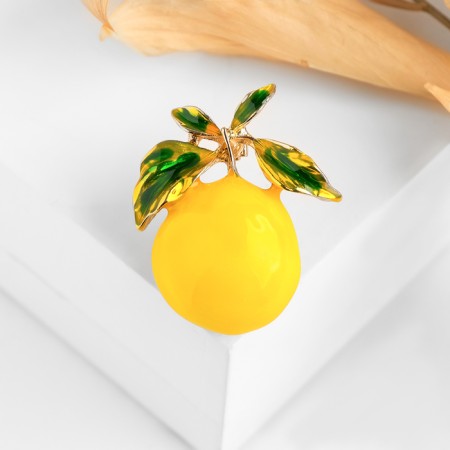 Brooch "Lemon", color yellow-green in gold