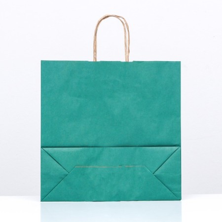 Craft package, green velvet, with twisted handles, 32 x 12 x 32 cm-1